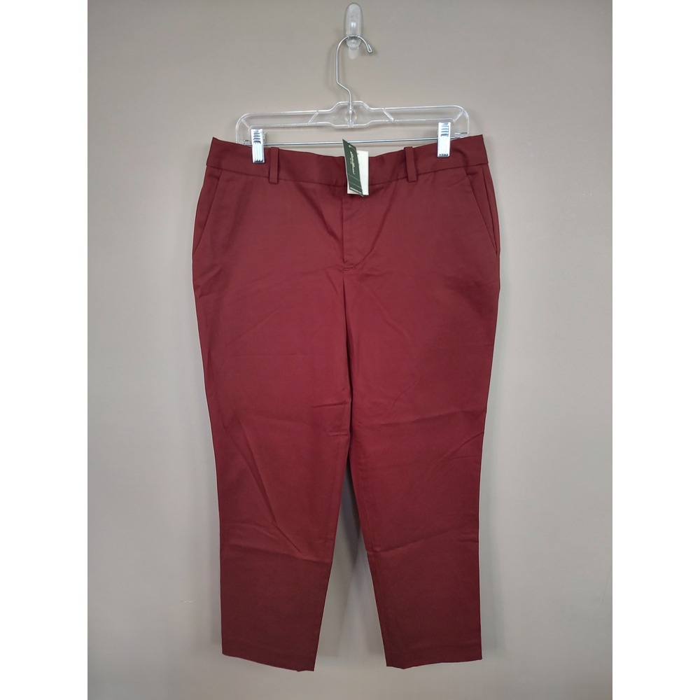 Eddie Bauer Womens Burgundy Stretch Chino Ankle Pants Size 10 Red‎ Trousers